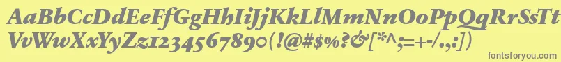 SabonnextLtBlackItalicOldStyleFigures-Schriftart – Graue Schriften auf gelbem Hintergrund