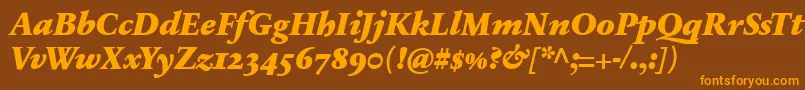 SabonnextLtBlackItalicOldStyleFigures Font – Orange Fonts on Brown Background