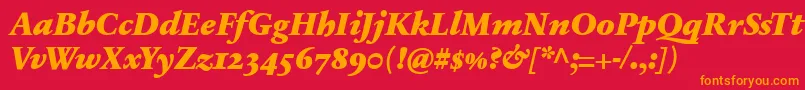 SabonnextLtBlackItalicOldStyleFigures Font – Orange Fonts on Red Background
