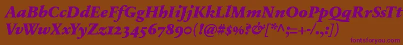 SabonnextLtBlackItalicOldStyleFigures Font – Purple Fonts on Brown Background