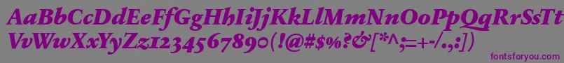Шрифт SabonnextLtBlackItalicOldStyleFigures – фиолетовые шрифты на сером фоне