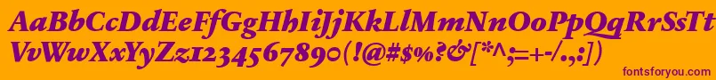 SabonnextLtBlackItalicOldStyleFigures Font – Purple Fonts on Orange Background