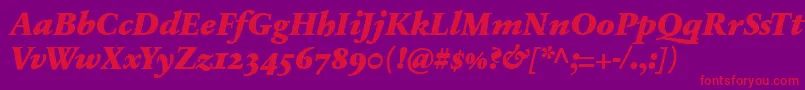 フォントSabonnextLtBlackItalicOldStyleFigures – 紫の背景に赤い文字