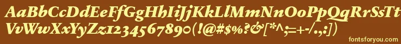 SabonnextLtBlackItalicOldStyleFigures Font – Yellow Fonts on Brown Background