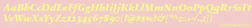 SabonnextLtBlackItalicOldStyleFigures Font – Yellow Fonts on Pink Background