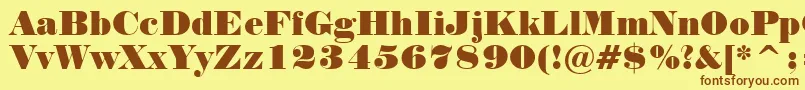 フォントNormandn – 茶色の文字が黄色の背景にあります。