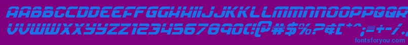 フォントSoldierlaserital – 紫色の背景に青い文字