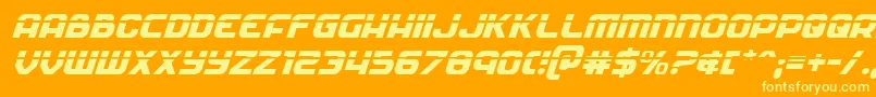 Soldierlaserital Font – Yellow Fonts on Orange Background