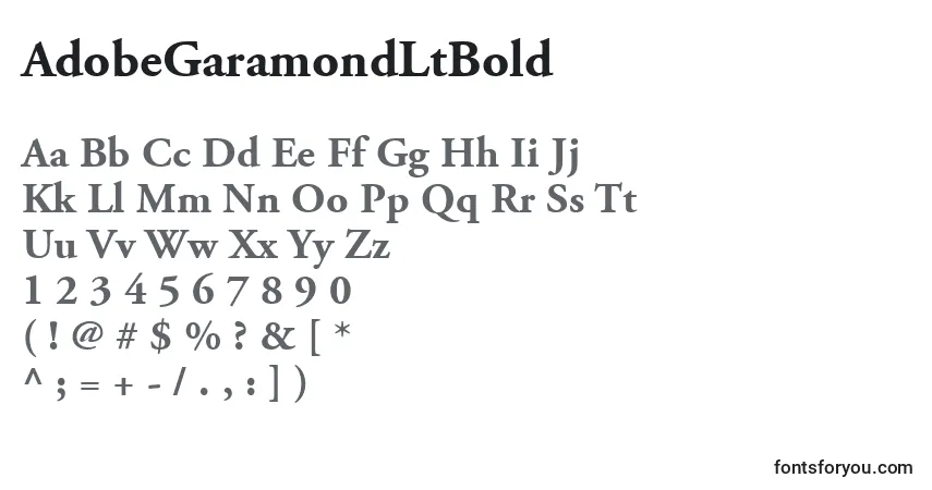 Czcionka AdobeGaramondLtBold – alfabet, cyfry, specjalne znaki