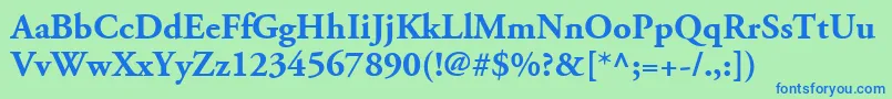 AdobeGaramondLtBold-Schriftart – Blaue Schriften auf grünem Hintergrund