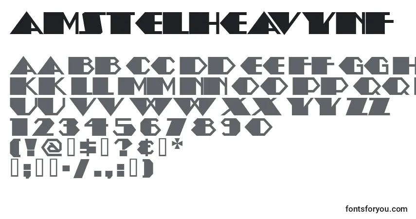 A fonte Amstelheavynf – alfabeto, números, caracteres especiais