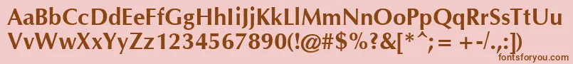 Saiba mais sobre a fonte CgOmegaПолужирный Fonte CgOmegaПолужирный – fontes marrons em um fundo rosa