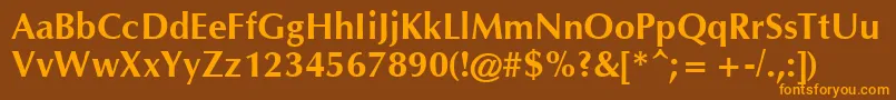 CgOmegaРџРѕР»СѓР¶РёСЂРЅС‹Р№-Schriftart – Orangefarbene Schriften auf braunem Hintergrund