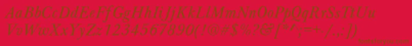 Fonte BartholomewNormalItalic – fontes marrons em um fundo vermelho