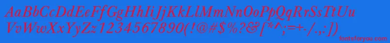 BartholomewNormalItalic Font – Red Fonts on Blue Background