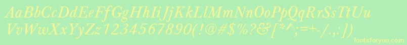 BartholomewNormalItalic Font – Yellow Fonts on Green Background