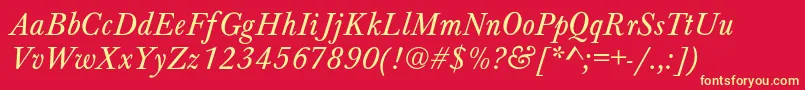 BartholomewNormalItalic Font – Yellow Fonts on Red Background