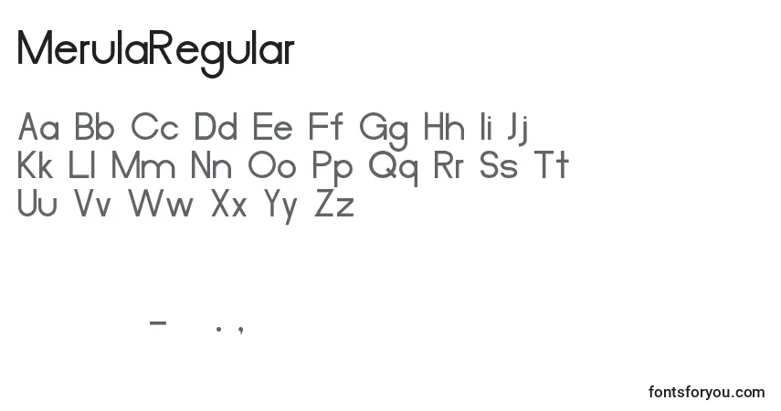A fonte MerulaRegular – alfabeto, números, caracteres especiais