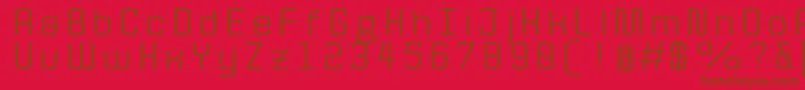 QuotaRegularext.-Schriftart – Braune Schriften auf rotem Hintergrund