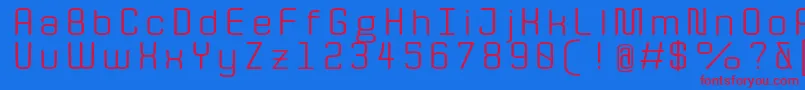 QuotaRegularext. Font – Red Fonts on Blue Background