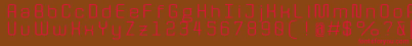 フォントQuotaRegularext. – 赤い文字が茶色の背景にあります。