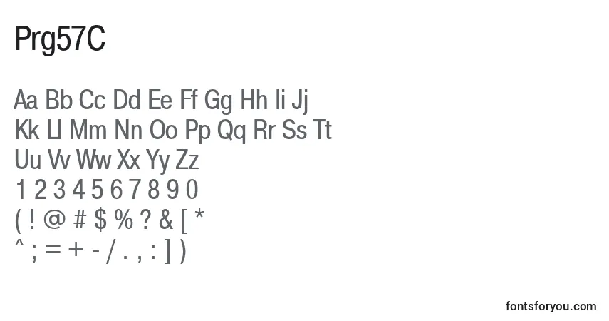 Schriftart Prg57C – Alphabet, Zahlen, spezielle Symbole