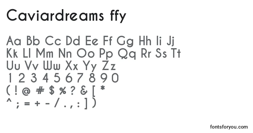 A fonte Caviardreams ffy – alfabeto, números, caracteres especiais