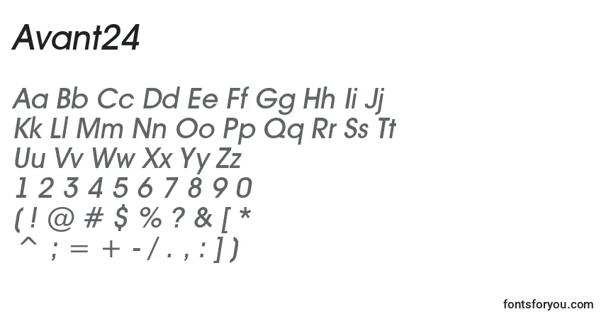 Шрифт Avant24 – алфавит, цифры, специальные символы
