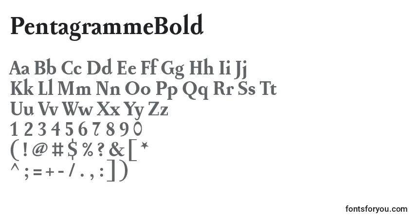 Шрифт PentagrammeBold – алфавит, цифры, специальные символы
