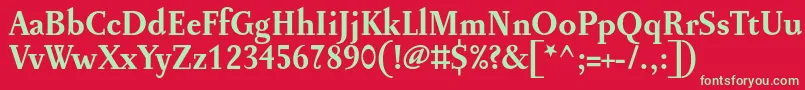 フォントPentagrammeBold – 赤い背景に緑の文字