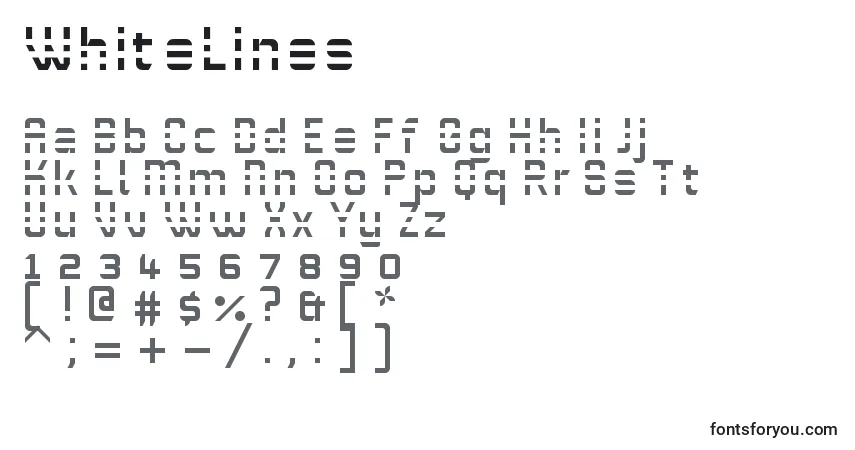 WhiteLines-fontti – aakkoset, numerot, erikoismerkit