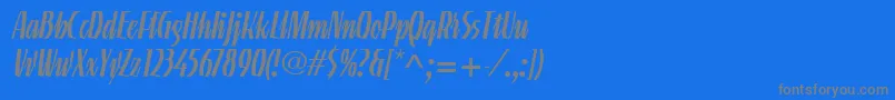 LinotypeGneisenauetteRegular-Schriftart – Graue Schriften auf blauem Hintergrund