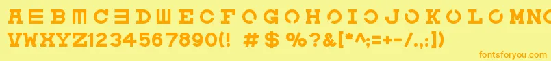 Eyechart Font – Orange Fonts on Yellow Background