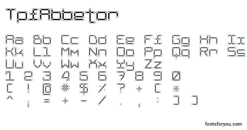 Schriftart TpfAbbetor – Alphabet, Zahlen, spezielle Symbole