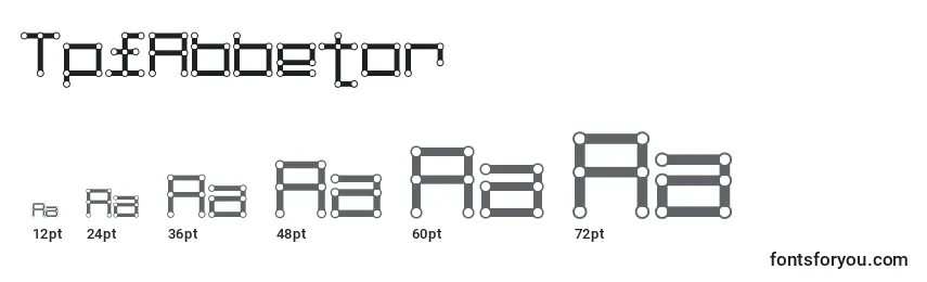 Размеры шрифта TpfAbbetor