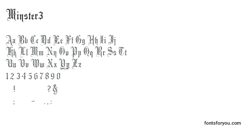 Шрифт Minster3 – алфавит, цифры, специальные символы