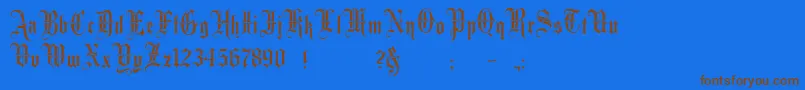 フォントMinster3 – 茶色の文字が青い背景にあります。