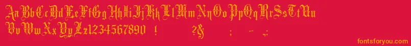 Minster3-Schriftart – Orangefarbene Schriften auf rotem Hintergrund