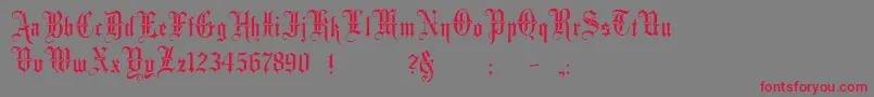 フォントMinster3 – 赤い文字の灰色の背景