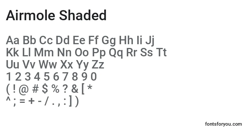 Schriftart Airmole Shaded – Alphabet, Zahlen, spezielle Symbole