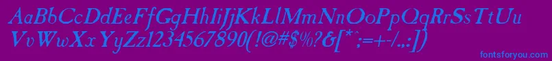 CaslonAntiqueItalic Font – Blue Fonts on Purple Background