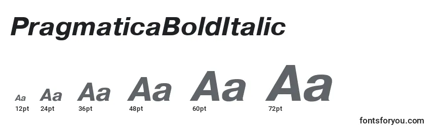 Größen der Schriftart PragmaticaBoldItalic