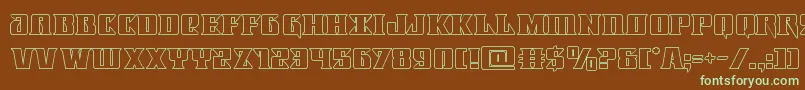 フォントLifeforceout – 緑色の文字が茶色の背景にあります。