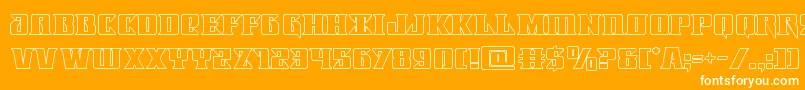 Lifeforceout-Schriftart – Weiße Schriften auf orangefarbenem Hintergrund