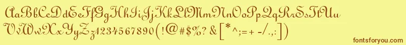 フォントLinusdbNormal – 茶色の文字が黄色の背景にあります。