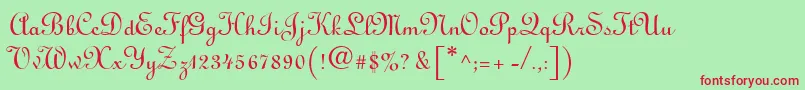 フォントLinusdbNormal – 赤い文字の緑の背景