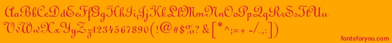 Fonte LinusdbNormal – fontes vermelhas em um fundo laranja