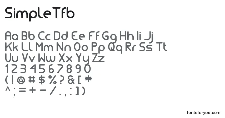 Schriftart SimpleTfb – Alphabet, Zahlen, spezielle Symbole
