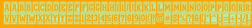 AMonumentottlnrdccm-Schriftart – Grüne Schriften auf orangefarbenem Hintergrund