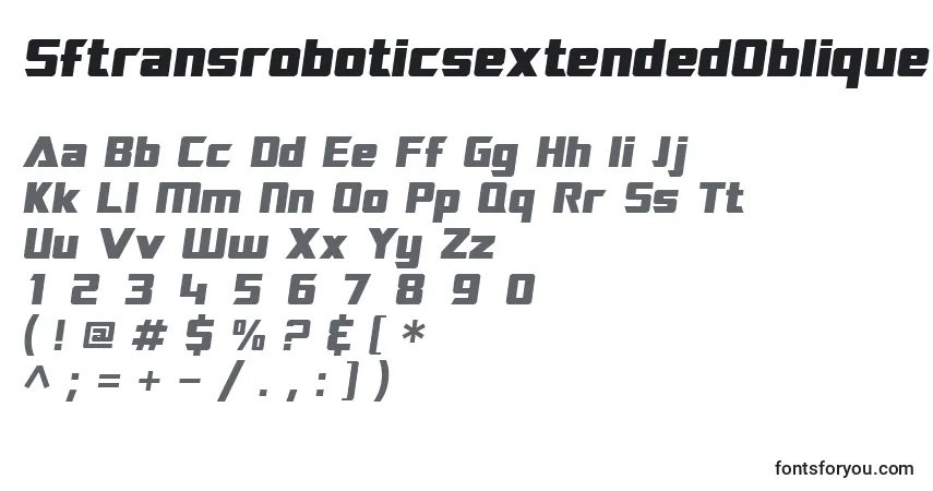 A fonte SftransroboticsextendedOblique – alfabeto, números, caracteres especiais